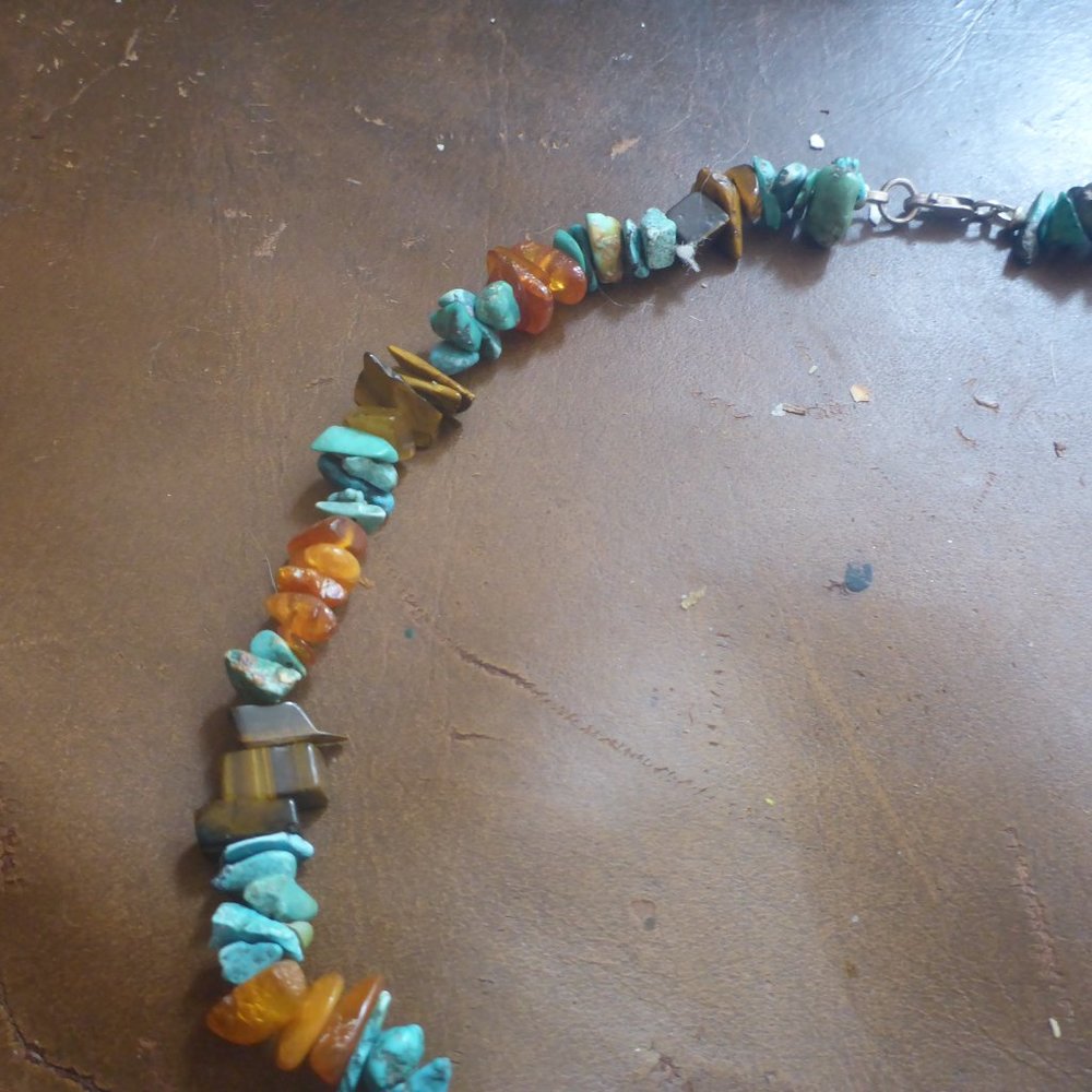 Women's Turquoise & Coral Necklace - Picture 3 of 4